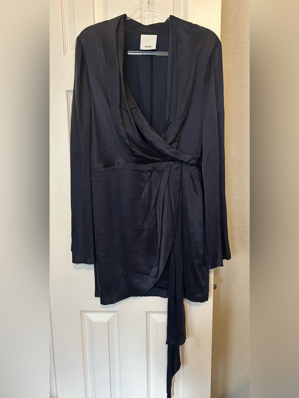 Acler Navy Martin Flute Sleeve Mini Dress